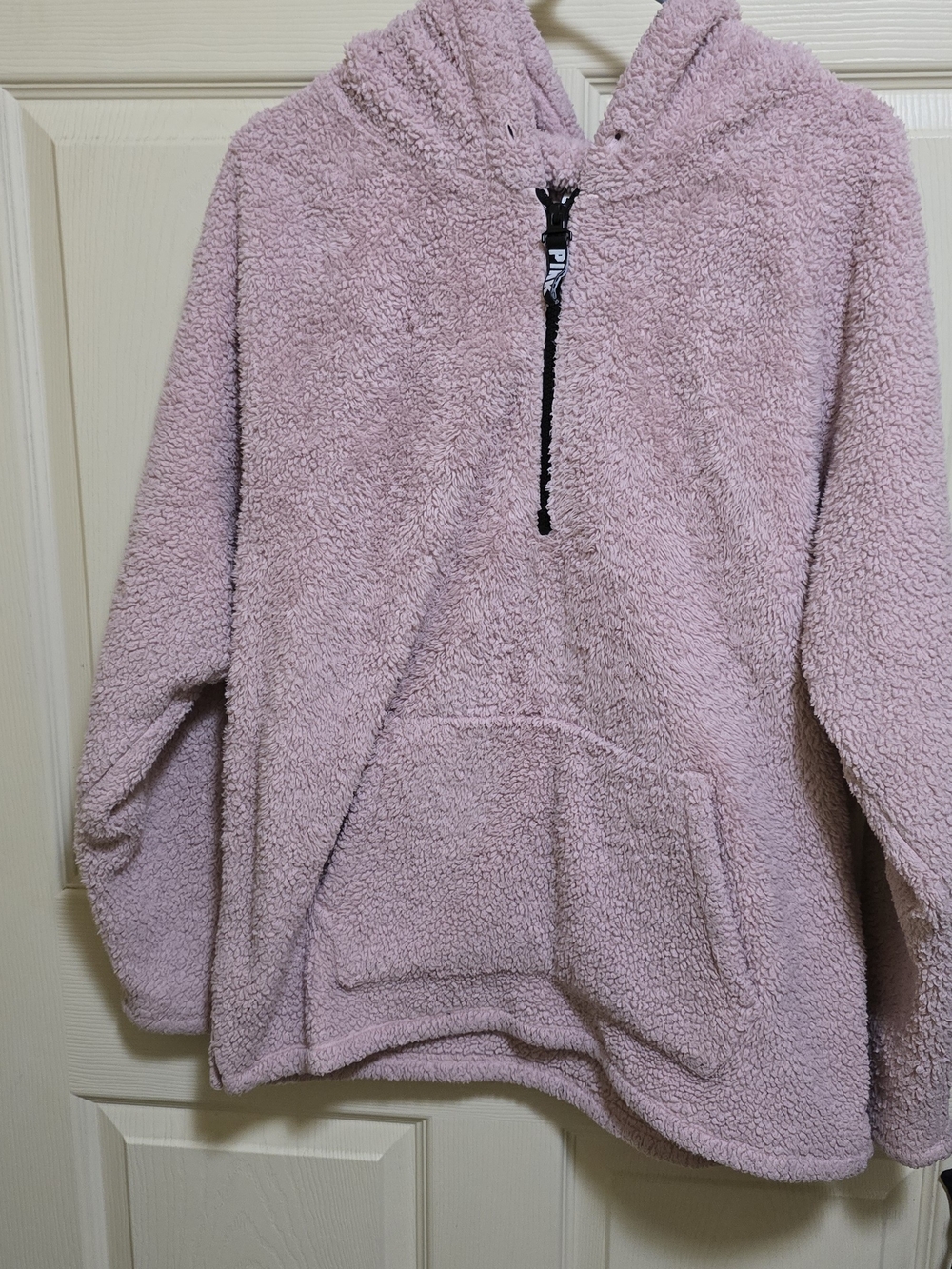 PINK Victoria's Secret Plush Pink Half-Zip Sherpa Hoodie